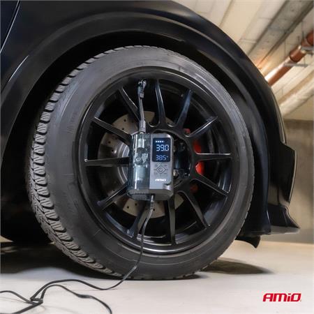 AMIO Portable Air Compressor with LED Display and Powerbank, 12V, USB C, 40W