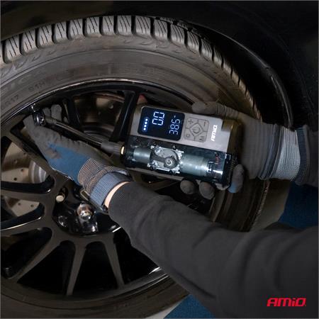 AMIO Portable Air Compressor with LED Display and Powerbank, 12V, USB C, 40W