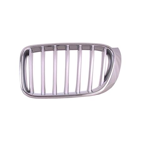 BMW X3, F25, 2014 2017 LH (Passengers Side) Front Bumper Grille, Painted Silver, With Chrome Frame, X Line Models