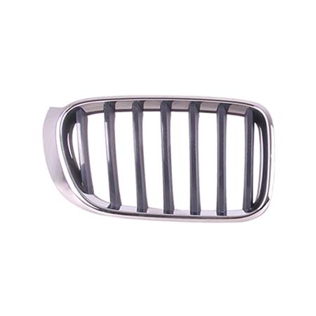 BMW X3, F25, 2014 2017 RH (Drivers Side) Front Bumper Grille, Matt Black, With Chrome Frame, Base Models, TUV Approved