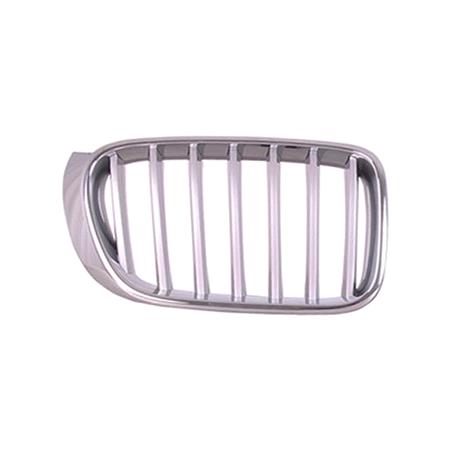 BMW X3, F25, 2014 2017 RH (Drivers Side) Front Bumper Grille, Painted Silver, With Chrome Frame, X Line Models