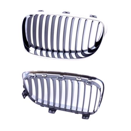 BMW 1 Series E82 2007 2012 LH Grille, Matte Dark Grey, With Chrome Frame, Thatcham Approved