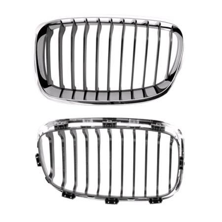 BMW 1 Series F20 2012 2015 LH Grille, Chrome Frame, With 11 Black Vanes, Not For Sport or M Sport Mode