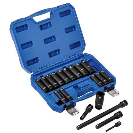 Draper 04577 HI TORQ Metric Deep Impact Socket Set, 1/2" Sq. Dr.   19 Piece