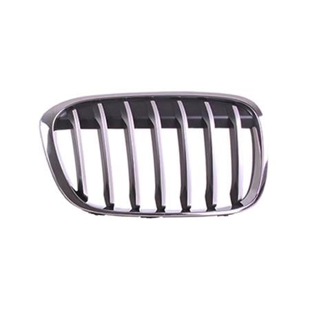 BMW X1, F48, 2015 2019 RH (Drivers Side) Front Bumper Grille, Painted Silver, With Chrome Frame
