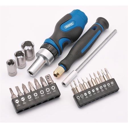 23 Piece Stubby Ratchet Screwdriver And Bit Set   In A Can!