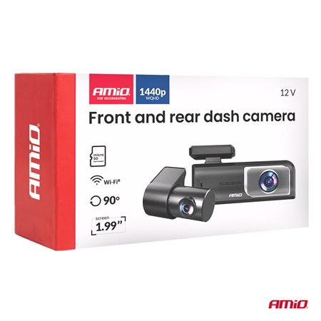 AMIO Front and Rear Dash Camera Kit 2K + 1K Full HD, WIFI, 2" LCD Screen