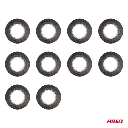 Black PVC Electrical Tapes 19mm x 10m x 0.13mm   Pack of 10