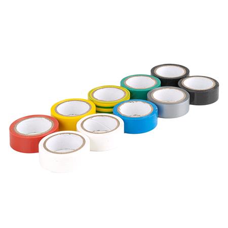 Multicolour PVC Electrical Tapes 18mm x 5.5m x 0.13mm   Pack of 10