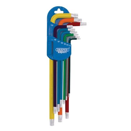 Draper Expert 04926 TX STAR Metric Extra long Arm Key Set, Colour Coded (9 Piece)