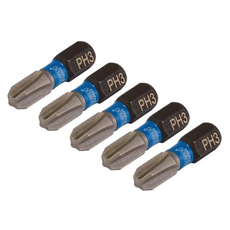 Draper Expert 04936 Cross Slot/PH Type Impact Screwdriver Bits, No.3 x 25mm, 1/4" Hex   Pack of 5