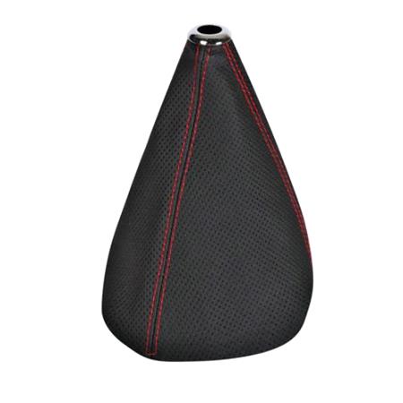 Premium Sport, perforated leather gear shift lever boot   Black Red