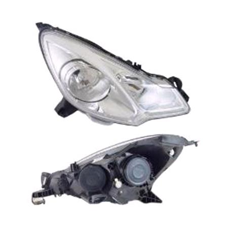 Right Headlamp (Halogen, Supplied With Motor) for Citroen C3 2010 2013