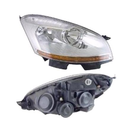 Right Headlamp (With Clear Indicator, Halogen, Takes H7 / H1 Bulbs, Supplied With Motor) for Citroen C4 Picasso 2011 on