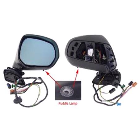 Right Wing Mirror (electric, heated, puddle lamp, power fold, without covers and indicator) for C4 Grand Picasso, 2007 2013
