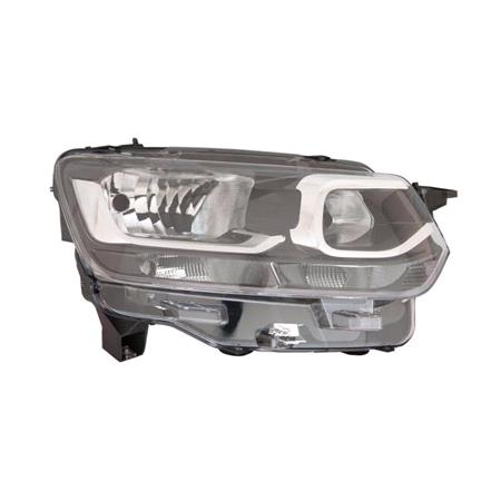 Right Headlamp (Halogen, Takes H7 / H1 Bulb, Van Models, Supplied With Bulbs & Motor, Original Equiment) for Citroen BERLINGO Box 2018 Onwards