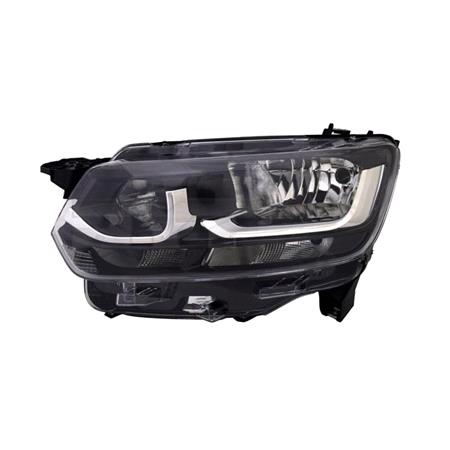 Left Headlamp (Halogen, Takes H7 / H1 Bulbs, With Standard Bulb Daytime Running Light, Supplied With Bulbs & Motor, Original Equipment) for Toyota PROACE CITY VERSO Bus 2019 to 2023