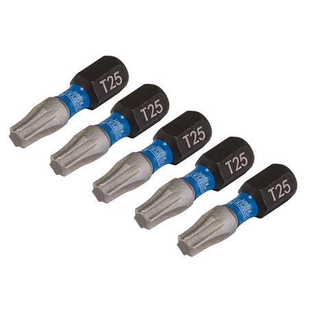 Draper Expert 05494 TX STAR Impact Screwdriver Bits, T25 x 25mm, 1/4" Hex   Pack of 5