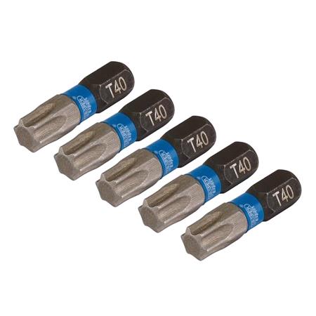 Draper Expert 05497 TX STAR Impact Screwdriver Bits, T40 x 25mm, 1/4" Hex   Pack of 5