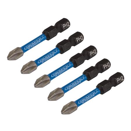 Draper Expert 05499 Cross Slot/PH Type Impact Screwdriver Bits, No.2 x 50mm, 1/4" Hex   Pack of 5