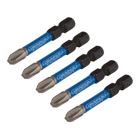 Draper Expert 05645 Cross Slot/PH Type Impact Screwdriver Bits, No.3 x 50mm, 1/4" Hex   Pack of 5