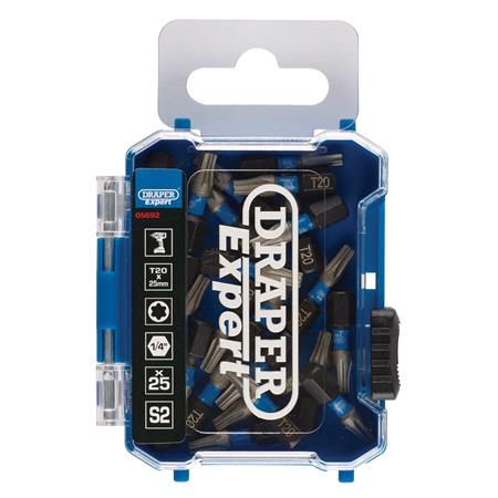 Draper Expert 05692 TX STAR Impact Screwdriver Bits, T20 x 25mm, 1/4" Hex (Pack of 25)