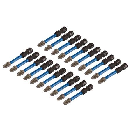 Draper Expert 05696 PZ Type Impact Screwdriver Bits, PZ2 x 50mm, 1/4" Hex (Pack of 20)