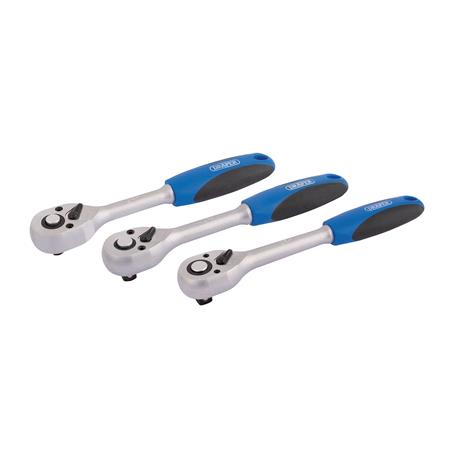 Draper 05911 72 Tooth Reversible Soft Grip Ratchet Set 3/8'' (3 Piece)