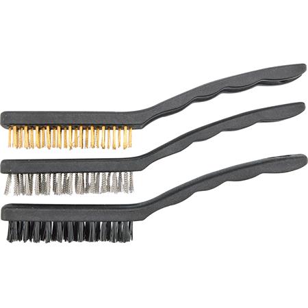 WIRE BRUSH 3PCS, BRASS STEEL NYLON, 17CM