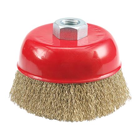 CUP BRUSH 75MM, CRIMPED WIRE