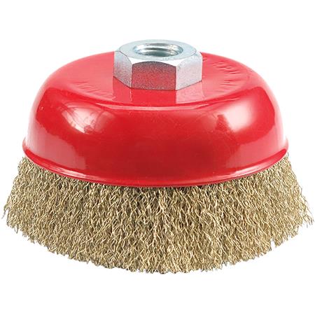 CUP BRUSH 100MM, CRIMPED WIRE