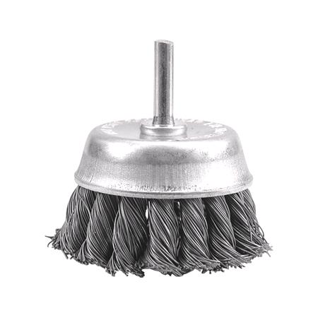 CUP BRUSH W. SHAFT 75MM, TWISTED WIRE
