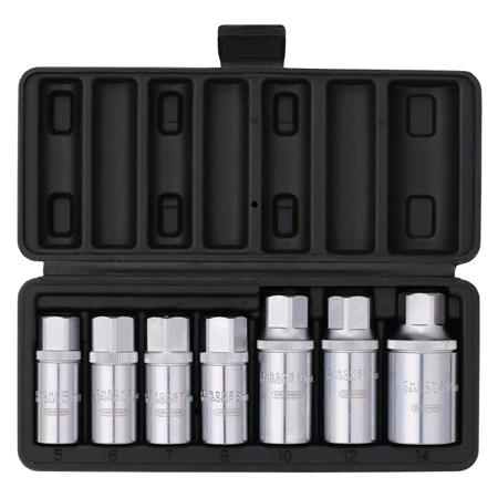 Draper 07119 Stud Extractor Set, 3/8" Sq. Dr., 1/2" Sq. Dr. (7 Piece)