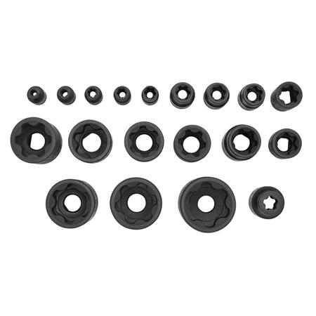 Draper 07128 External Torx Plus Socket Set, 1/4", 3/8", 1/2" Sq. Dr. (19 Piece)