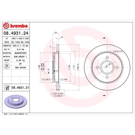Brembo Rear Axle Brake Discs (Pair)   Diameter: 253mm   08.4931.24