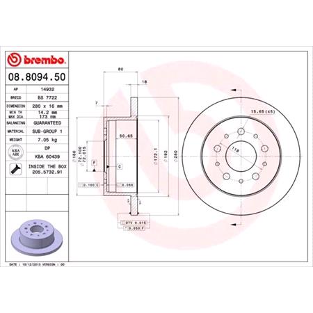 Brembo Prime Rear Axle Brake Discs (Pair)   Diameter: 280mm   08.8094.50
