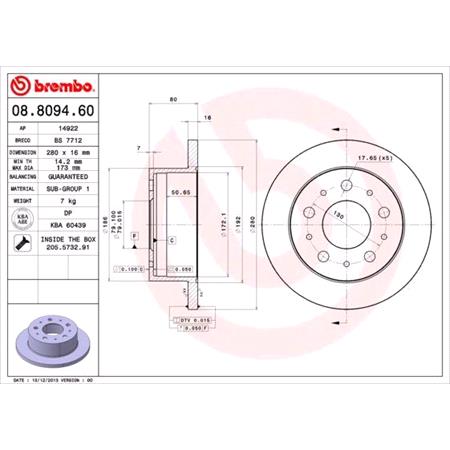 Brembo Prime Rear Axle Brake Discs (Pair)   Diameter: 280mm   08.8094.60