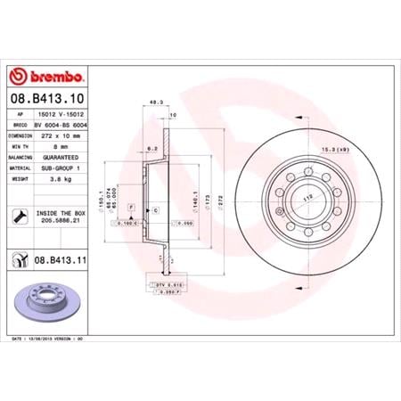 Brembo Rear Axle Brake Discs (Pair)   Diameter: 272mm   08.B413.10