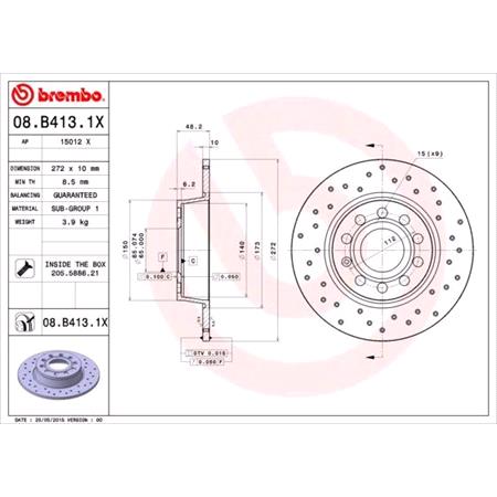 Brembo Xtra Rear Axle Brake Discs (Pair)   Diameter: 272mm   08.B413.1X