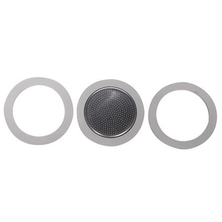 Bialetti 3 Rubber Seals and Filter Plate for Stainless Steel Espresso Cooker 44198 Cups