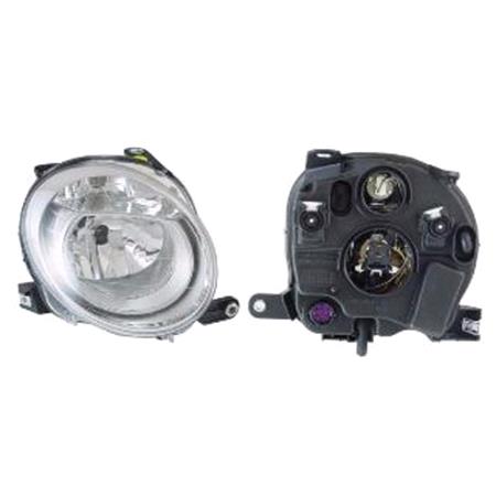 Right Headlamp (Low Beam, Halogen, Takes H7 Bulb, Original Equipment) for Fiat 500 C 2008 on