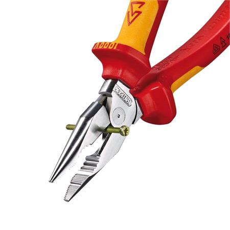 KNIPEX 13185 Needle Nose Combination Pliers insulated with multi component grips, 185mm