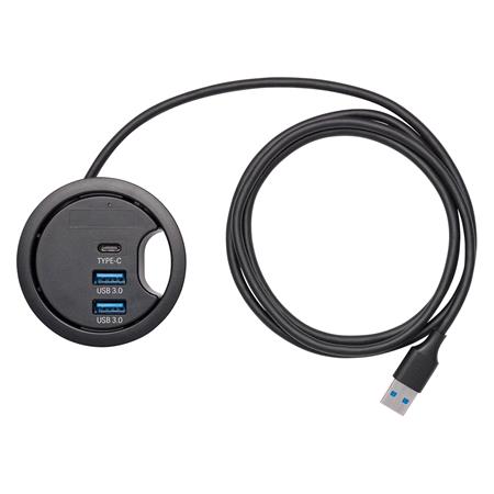 Draper 08356 3 Port In Desk USB 3.0 Hub with 2 x USB A & 1 x USB C