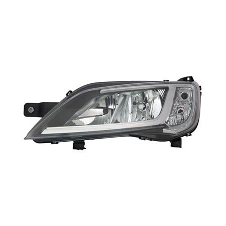 Left Headlamp (Halogen, Takes H7 / H7 Bulbs, Silver Bezel, Supplied With Motor, Original Equipment) for Fiat DUCATO Bus 2014 on