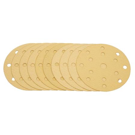 Draper 08473 Gold Sanding Discs with Hook and Loop 150mm 120 Grit 15 Dust Extraction Holes (Pack of 10)
