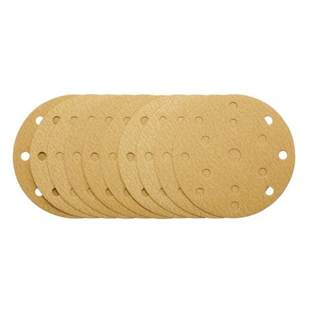 Draper 08475 Gold Sanding Discs with Hook and Loop 150mm 180 Grit 15 Dust Extraction Holes (Pack of 10)