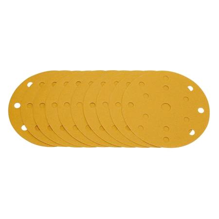 Draper 08476 Gold Sanding Discs with Hook and Loop 150mm 240 Grit 15 Dust Extraction Holes (Pack of 10)