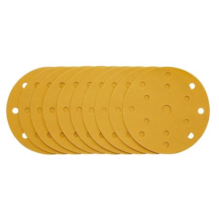 Draper 08478 Gold Sanding Discs with Hook and Loop 150mm 400 Grit 15 Dust Extraction Holes (Pack of 10)