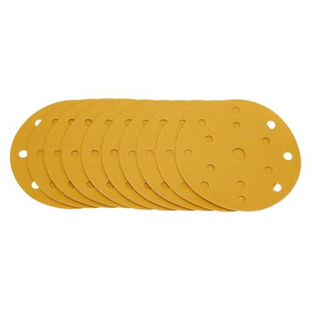 Draper 08478 Gold Sanding Discs with Hook and Loop 150mm 400 Grit 15 Dust Extraction Holes (Pack of 10)