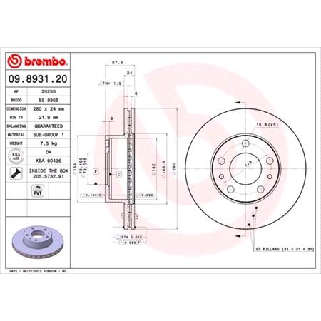Brembo Front Axle Brake Discs (Pair)   09.8931.21